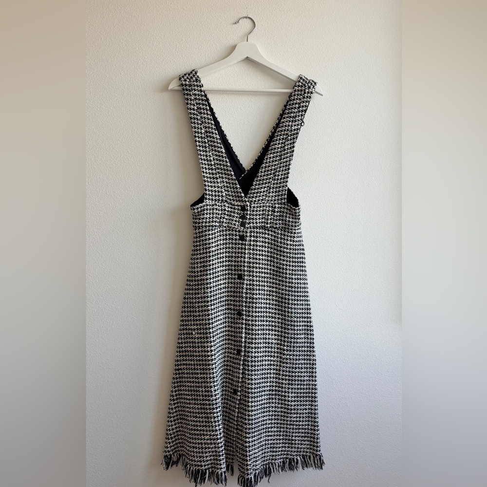 Zara Black and White Houndstooth Backless Dress
